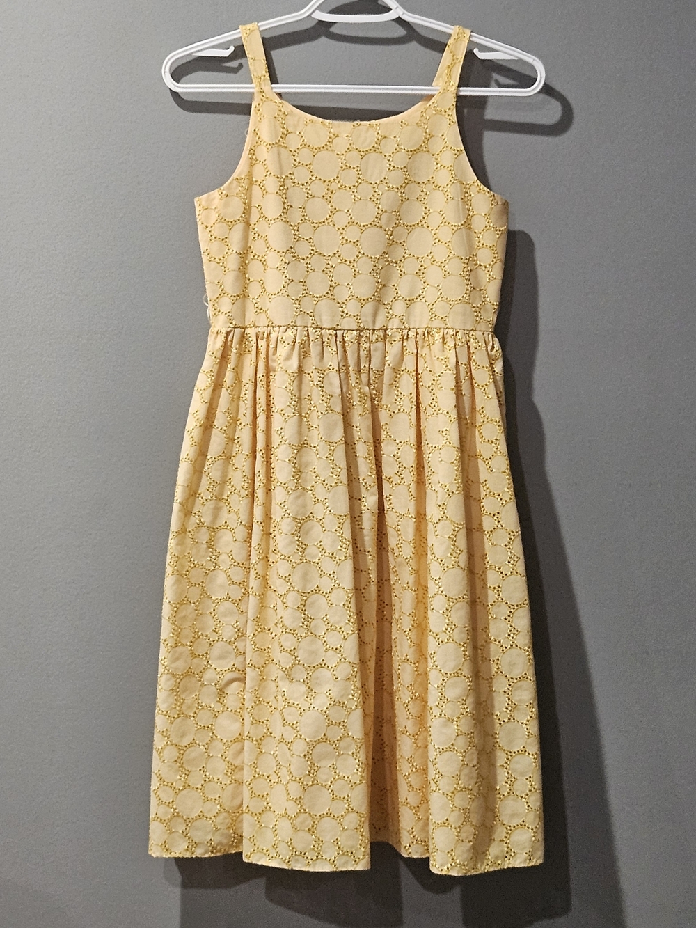 Sweet Heart Rose Yellow Eyelet Sundress Girls Size 14 Fully Lined Summer Dress